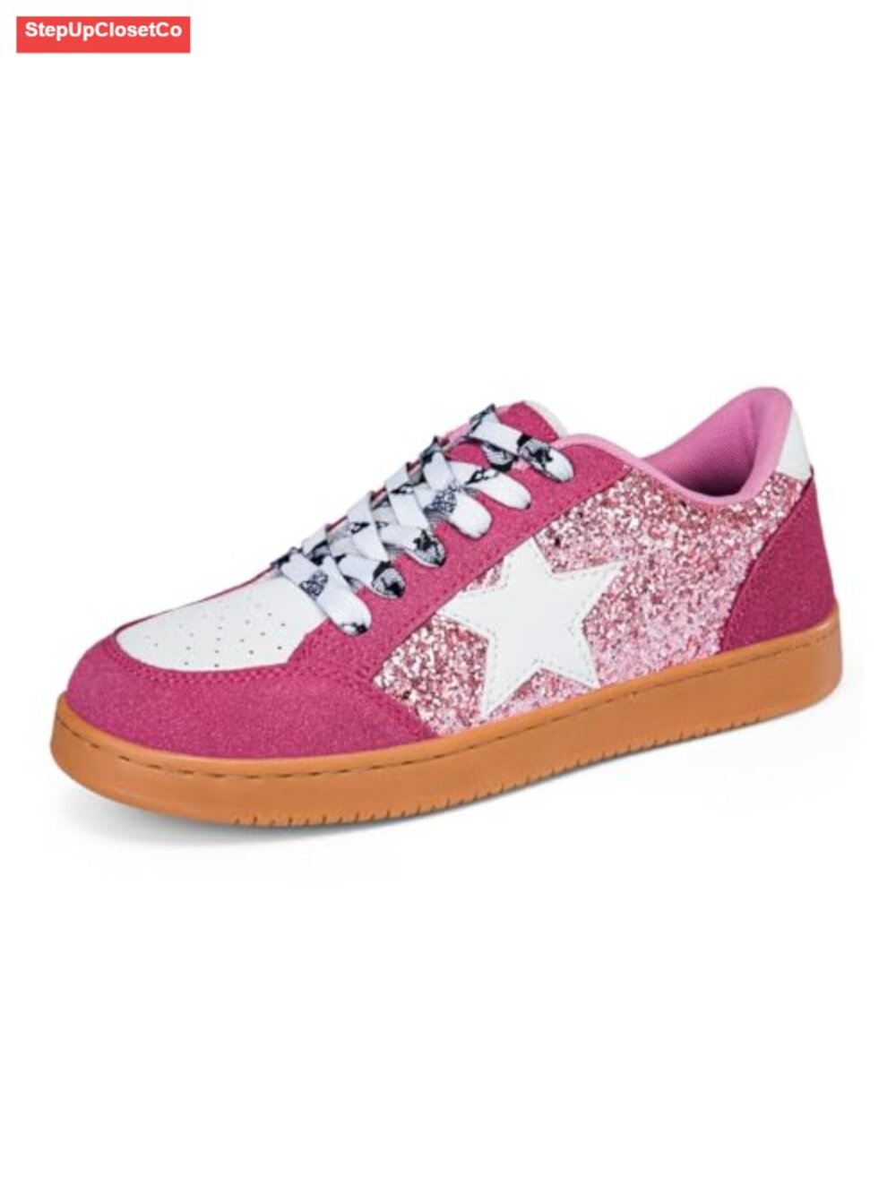 Sparkly Star Fashion Sneakers Glitter Wedding Casual Non Slip Retro Leather